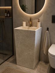 Bej Mermer Monoblok Lavabo