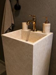 Bej Mermer Monoblok Lavabo