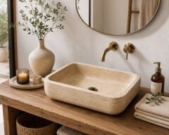 Doğal Traverten Tezgâh Üstü Lavabo