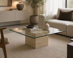 Doğal Traverten Orta Sehpa – 80x80 cm