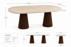 Doğal Traverten Yemek Masası – 190x90 cm
