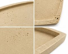 Doğal Traverten Mermer Tepsi - Oval Tepsi 20x30cm