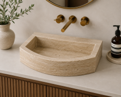 Doğal Traverten Tezgâh Üstü Lavabo