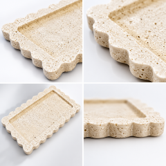Ivory Light Traverten Kenar Detaylı Tepsi