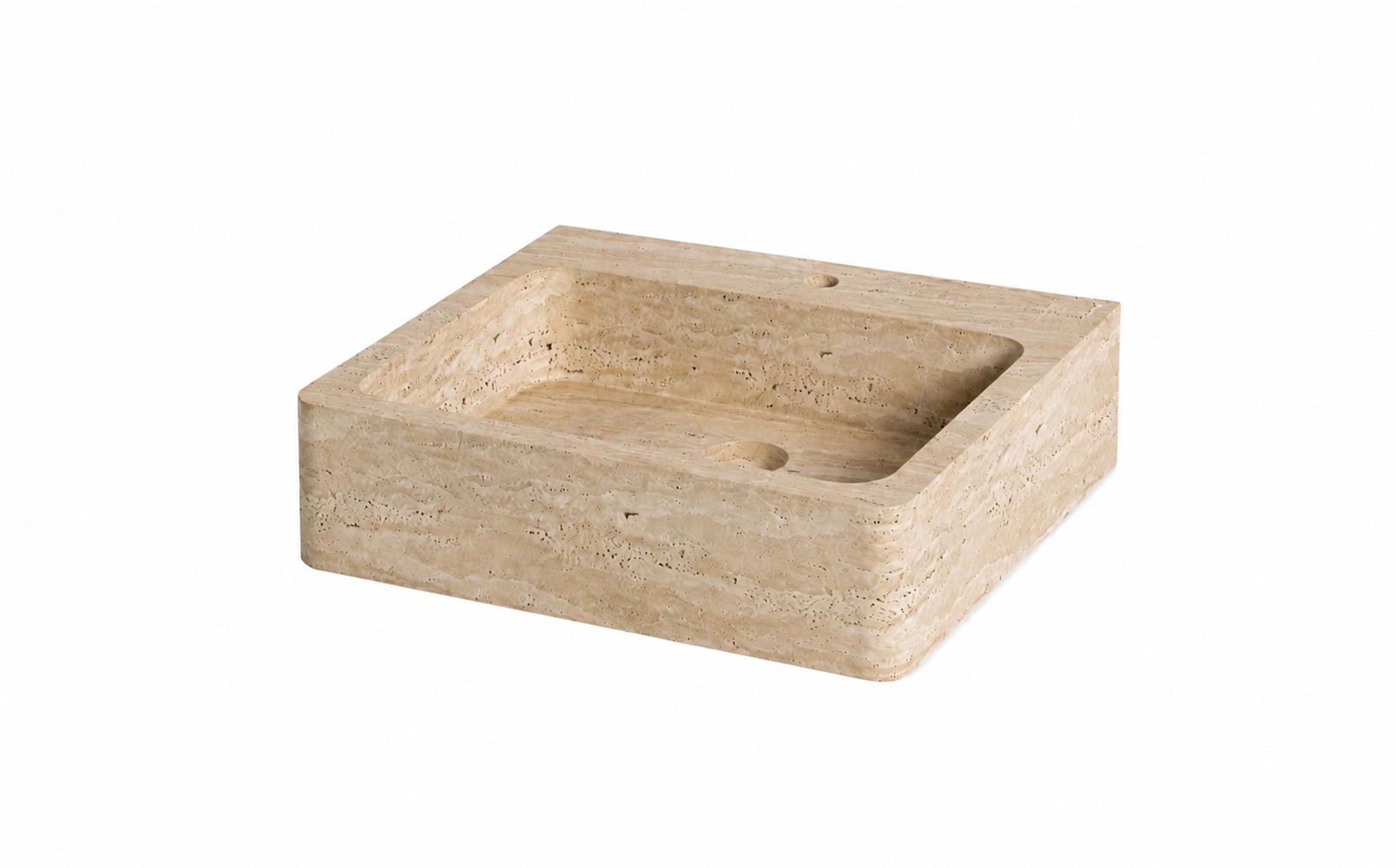 Doğal Traverten Tezgâh Üstü Lavabo – 45 × 49 cm