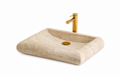 Doğal Traverten Tezgah Üstü Lavabo – 45 × 63,5 cm