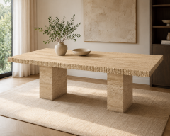 Duo Doğal Traverten Yemek Masası – 180×85 cm
