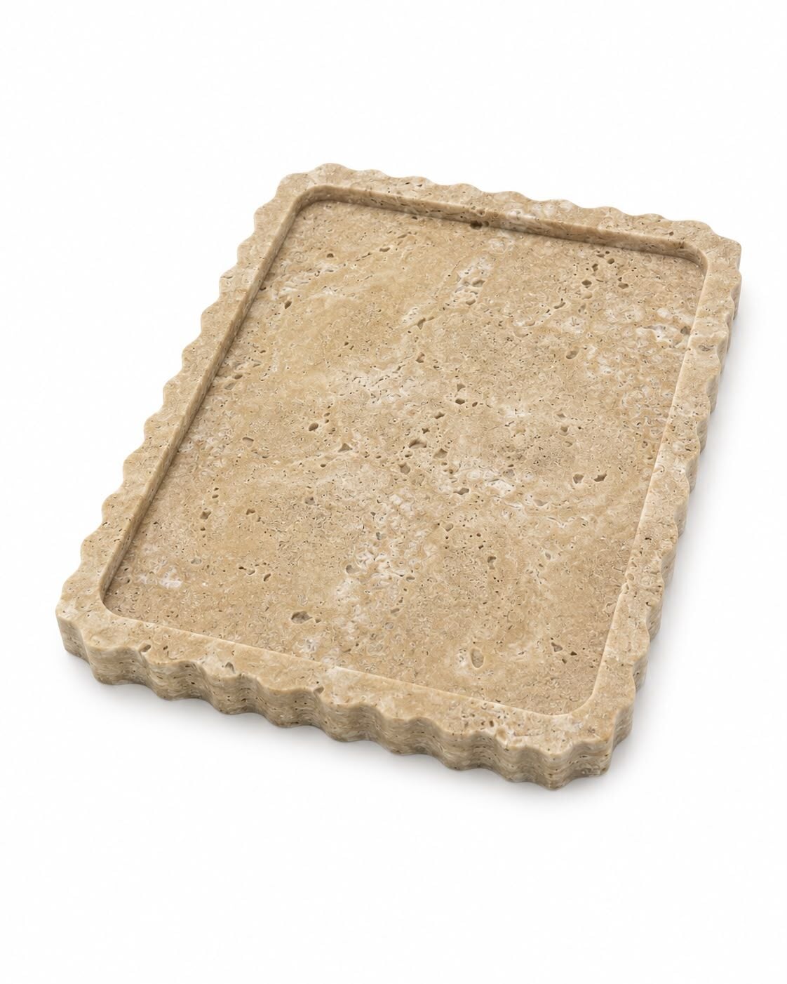 Doğal Traverten Dalga Form Tepsi 15x20 CM