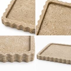 Doğal Traverten Dalga Form Tepsi 15x20 CM