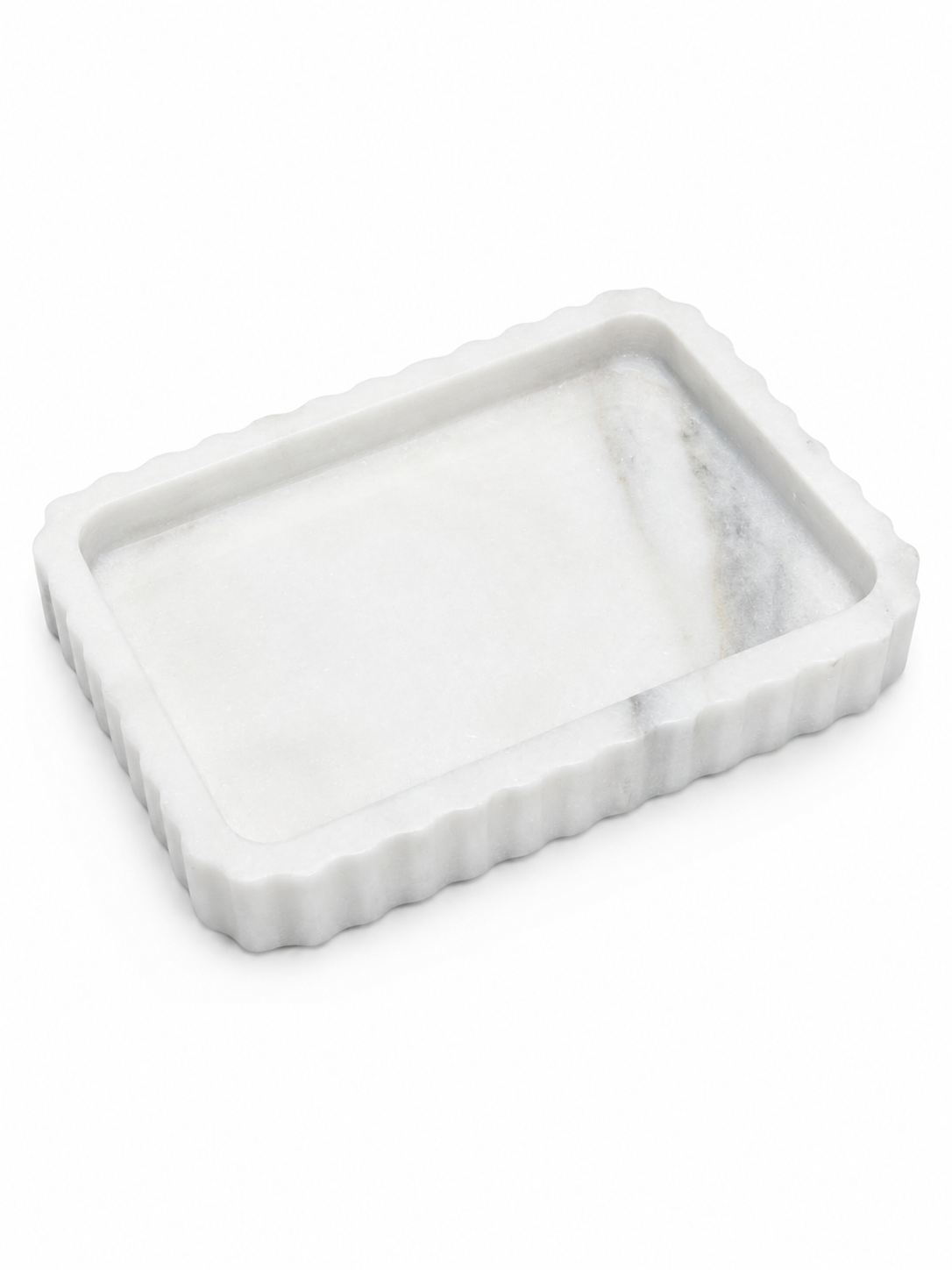Calacatta Mermer Flüt Sunum & Düzenleme Tepsisi – 15x20 cm