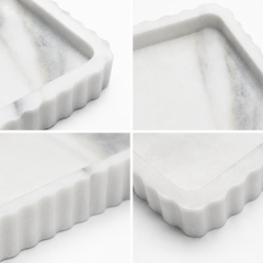 Calacatta Mermer Flüt Sunum & Düzenleme Tepsisi – 15x20 cm