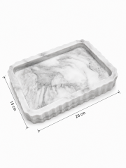 Calacatta Mermer Dekoratif Tepsi – Flüt Model (15x20 cm)
