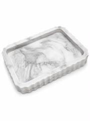 Calacatta Mermer Dekoratif Tepsi – Flüt Model (15x20 cm)