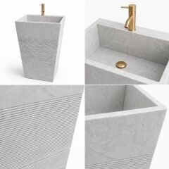 Stria Gri Mermer Ayaklı Lavabo