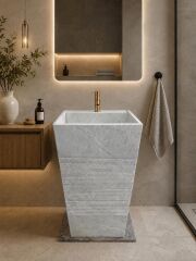 Stria Gri Mermer Ayaklı Lavabo