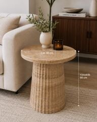 Doğal Traverten Orta Sehpa – 40 cm