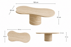 Organik Traverten Orta Sehpa – 100 × 60 cm