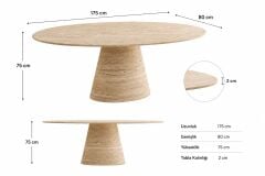 Elysia  Traverten Oval Yemek Masa