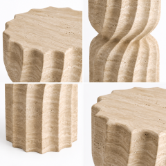 Traverten Spiral Form Dekoratif Sehpa