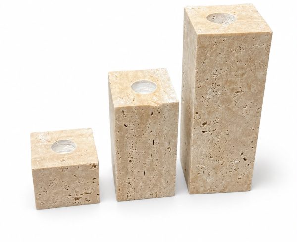 3'lü Traverten Mumluk Set