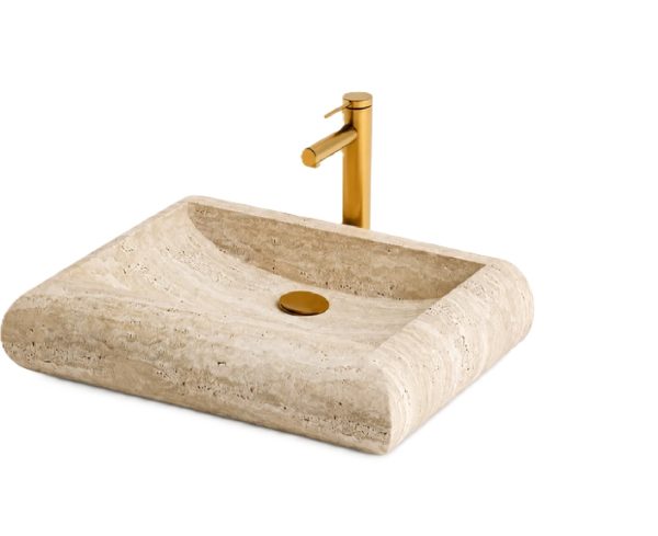 Doğal Traverten Tezgah Üstü Lavabo