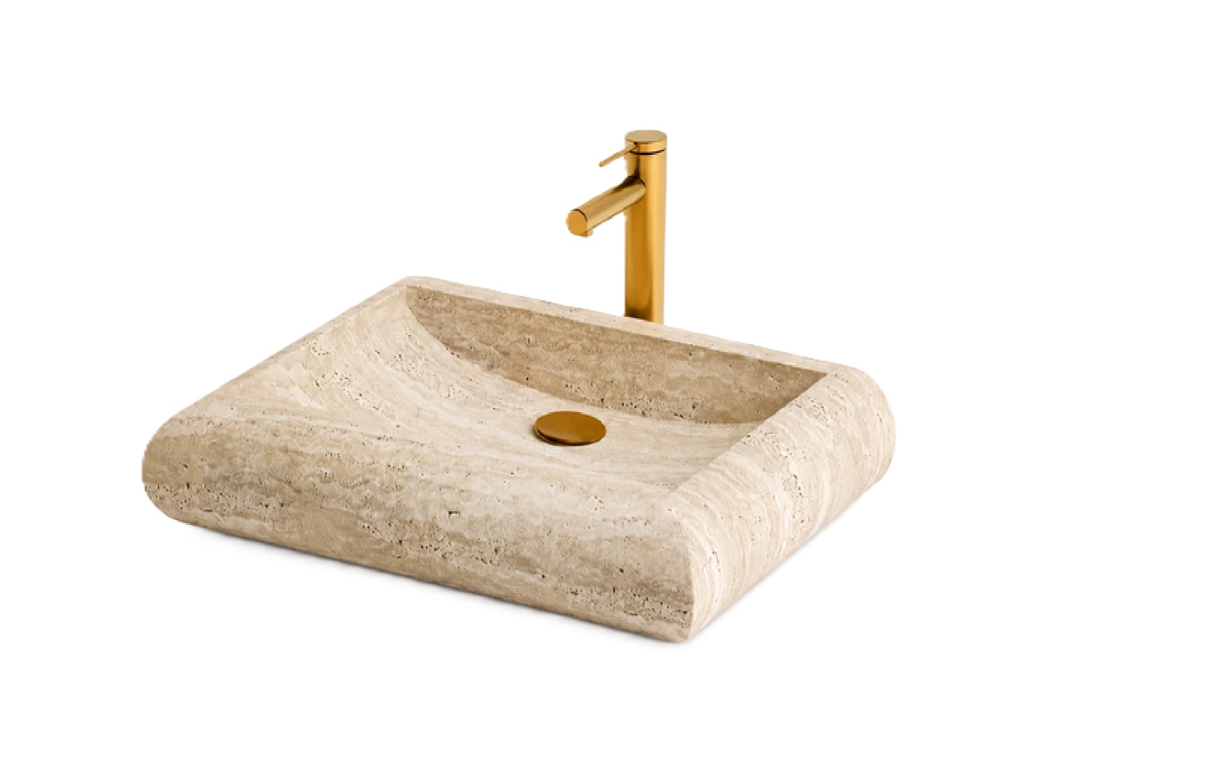 83UTRI Doğal Traverten Tezgah Üstü Lavabo - Görsel 1