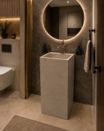 Bej Mermer Monoblok Lavabo - Görsel 2