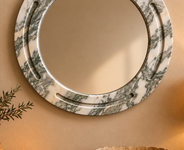 Calacatta Mermer 60cm Yuvarlak Ayna
