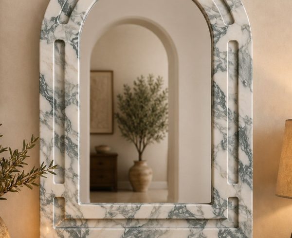 Calacatta Mermer Oval Ayna 40x60cm