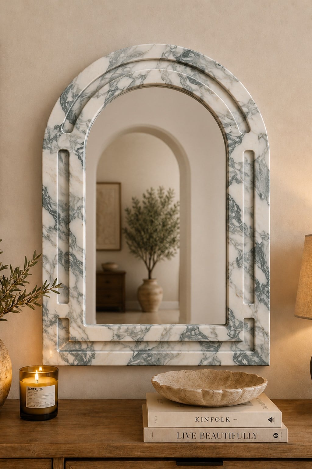 Calacatta Mermer Oval Ayna 40x60cm Calacatta Mermer Oval Ayna 40x60cm - Görsel 1