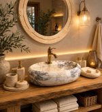 Doğal Mermer Oval Tezgah Üstü Lavabo - Görsel 3