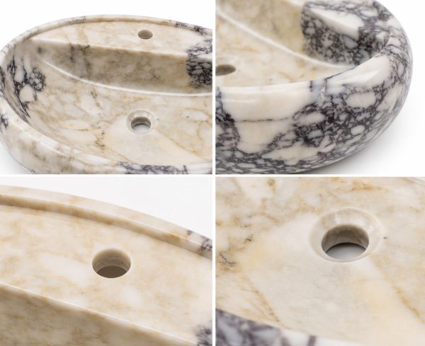 Doğal Mermer Oval Tezgah Üstü Lavabo