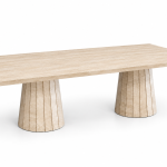 Doğal Traverten Modern Tasarım Yemek Masası – 90 × 180 cm
