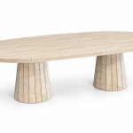 Doğal Traverten Oval Yemek Masası – 90x175 cm
