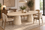 Doğal Traverten Oval Yemek Masası – 90x175 cm - Görsel 3