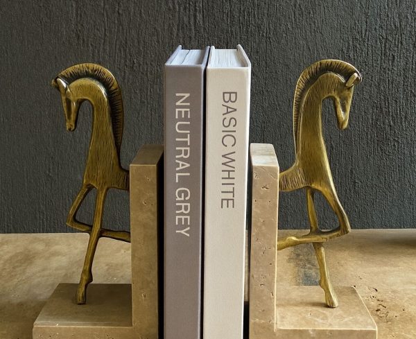 Traverten Kitap Tutucu Truva Atlı