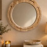 Traverten Oval Ayna  60cm Yuvarlak