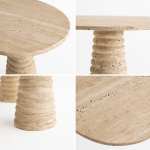 Traverten Oval Yemek Masası – Ribbed Pedestal - Görsel 2