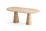 Traverten Oval Yemek Masası – Ribbed Pedestal - Görsel 4